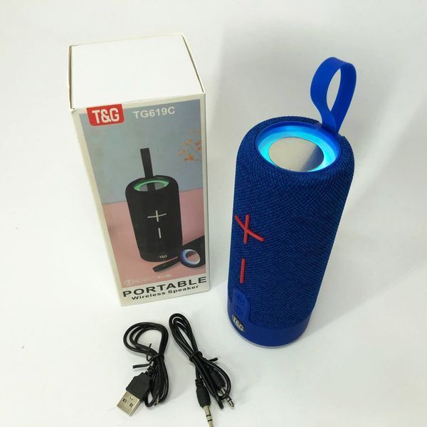 Портативна Bluetooth колонка TG619C FM-радіо USB/TF з ремінцем, блютуз колонка з підсвічуванням. Колір: синій 00017218 фото