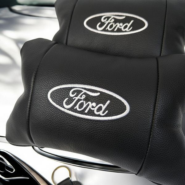 Набір автомобільних подушок 2шт для Ford, натуральна шкіра, стильні підголовники для зручної поїздки Форд 00017047 фото