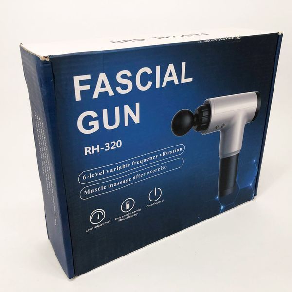 Аккумуляторный массажер fascial gun kh-320 портативный ручной ударный мышечный пистолет 4 насадки серый 00015543 фото