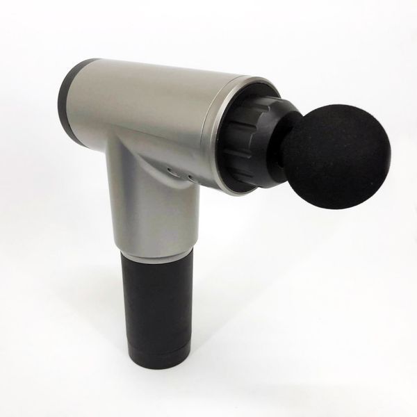 Аккумуляторный массажер fascial gun kh-320 портативный ручной ударный мышечный пистолет 4 насадки серый 00015543 фото