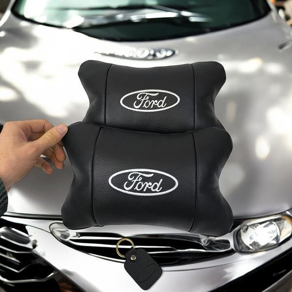 Набір автомобільних подушок 2шт для Ford, натуральна шкіра, стильні підголовники для зручної поїздки Форд 00017047 фото
