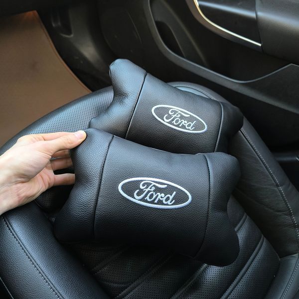 Набір автомобільних подушок 2шт для Ford, натуральна шкіра, стильні підголовники для зручної поїздки Форд 00017047 фото