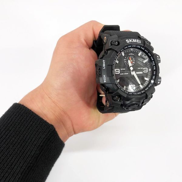 Часы наручные мужские SKMEI 1586BK BLACK, водонепроницаемые мужские часы, часы спортивные. Цвет: черный 00022048 фото