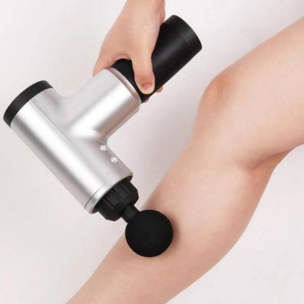 Аккумуляторный массажер fascial gun kh-320 портативный ручной ударный мышечный пистолет 4 насадки серый 00015543 фото