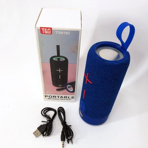 Портативна Bluetooth колонка TG619C FM-радіо USB/TF з ремінцем, блютуз колонка з підсвічуванням. Колір: синій 00017218 фото