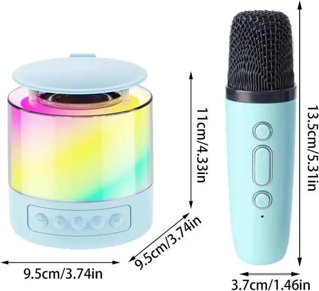 Портативная акустическая колонка K19 с Bluetooth и LED-подсветкой для караоке бирюзовый 00018217 фото