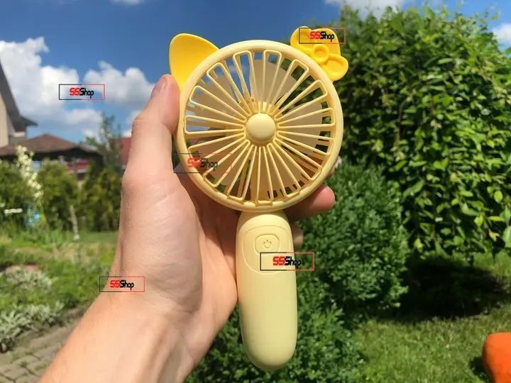 Портативный аккумуляторный мини вентилятор с ушками и RGB подсветкой Mini Fan (SQ-2165) Желтый 00018571 фото