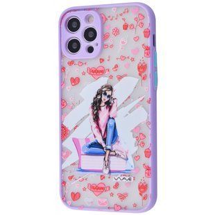 Чехол для Apple Iphone 12 Pro Max фиолетовый с сердечками 00023765 фото