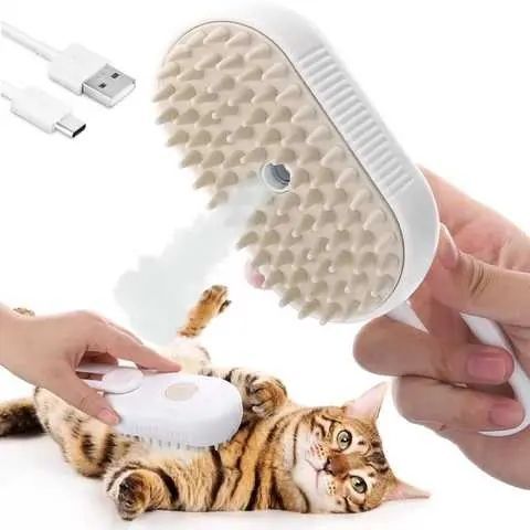 Паровая щетка массажер спрей 3 в 1 PET SPRAY MASSAGE BRUSH для вычесывания собак и кошек с паровым распылителем с ручкой 00021896 фото
