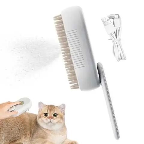 Паровая щетка массажер спрей 3 в 1 PET SPRAY MASSAGE BRUSH для вычесывания собак и кошек с паровым распылителем с ручкой 00021896 фото