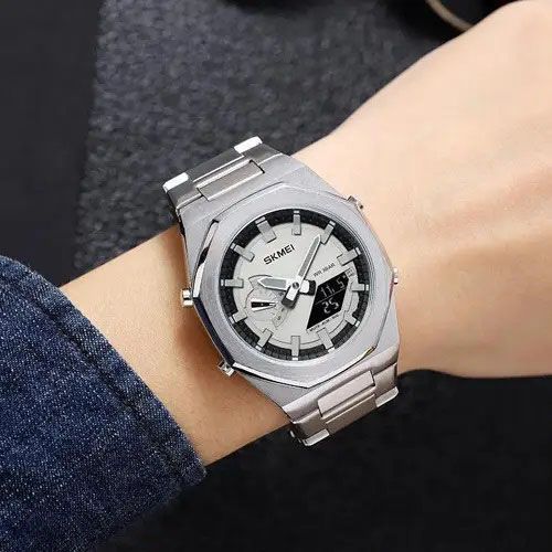 Часы наручные мужские SKMEI 1816SIBK, фирменные спортивные часы, оригинальные мужские часы 00022142 фото