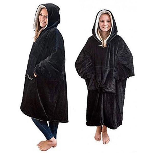 Толстовка плед з капюшоном і рукавами Huggle Hoodie оверсайз. Колір: чорний 00015826 фото