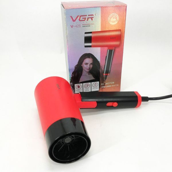 Фен із складною ручкою для волосся VGR V-426 2000Вт, Стильний фен для укладання волосся. Колір: червоний 00014502 фото