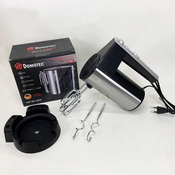 Миксер ручной DOMOTEC R6629A, 800W, 5 скоростей, с двумя насадками 00019044 фото