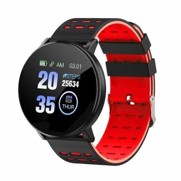 Фитнес трекер умные смарт часы UWatch 119 Plus с шагомером. Цвет: красный 00022477 фото