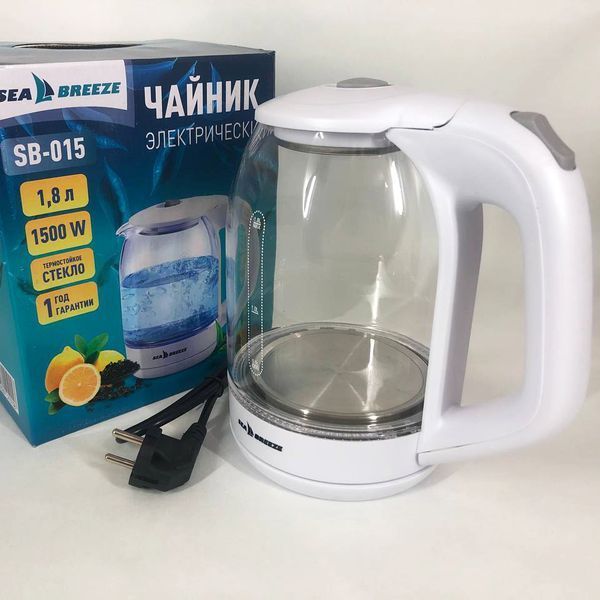 Електрочайник SeaBreeze SB-015 1.8 л, чайники з підсвічуванням, електронний чайник, тихий електричний чайник 00018905 фото