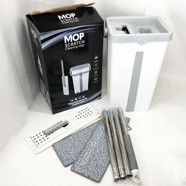 Швабра велика з відром комплект Scratch Cleaning Easy Mop з автоматичним віджиманням та складною ручкою 00012578 фото