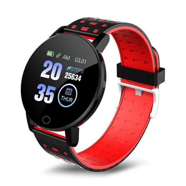 Фитнес трекер умные смарт часы UWatch 119 Plus с шагомером. Цвет: красный 00022477 фото
