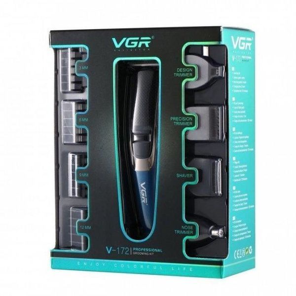 Машинка триммер 4в1 VGR V-172 для стрижки волос на аккумуляторе зарядка USB, электробритва для головы 00015408 фото