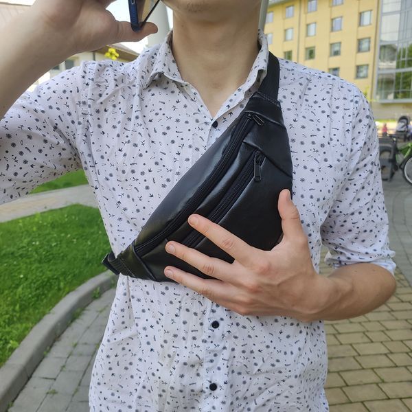 Сумка на пояс. Сумка через плечо. бананка мужская/женская. Цвет: черный 00018362 фото