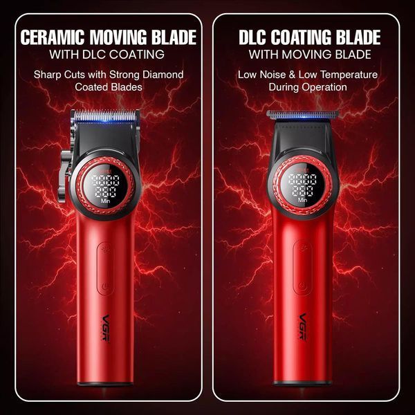 Набор VGR 2 в 1 V-001 V-977 RED, аккумуляторная машинка для стрижки и триммер. Цвет: красный 00014946 фото
