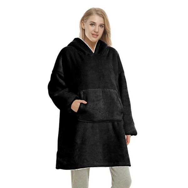 Толстовка плед з капюшоном і рукавами Huggle Hoodie оверсайз. Колір: чорний 00015826 фото