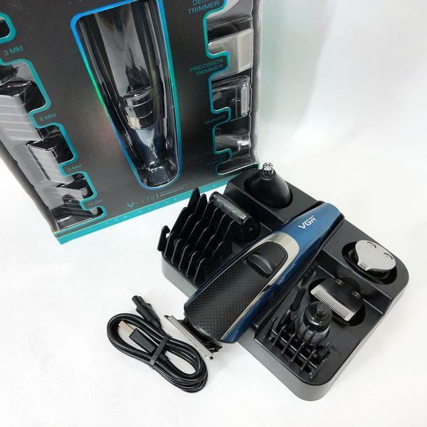 Машинка триммер 4в1 VGR V-172 для стрижки волос на аккумуляторе зарядка USB, электробритва для головы 00015408 фото