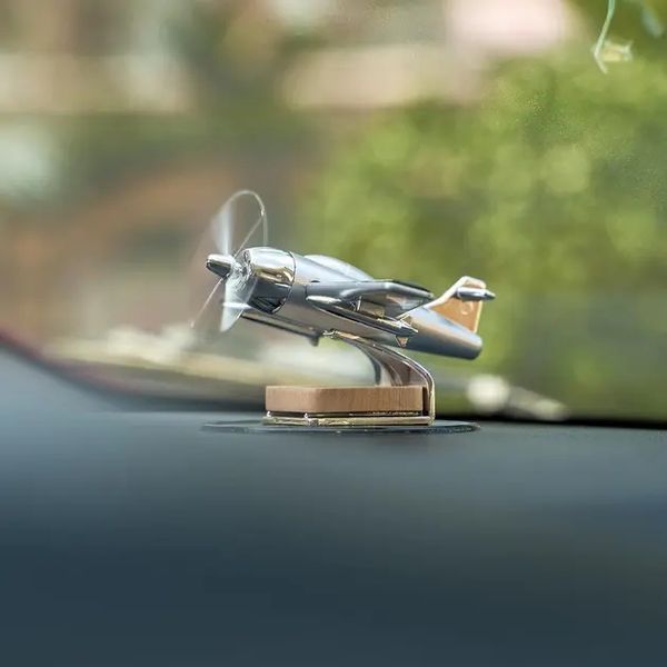 Креативний автомобільний освіжувач, ароматизатор повітря у вигляді літака з пропелером, що обертається, від сонячної панелі 00016953 фото