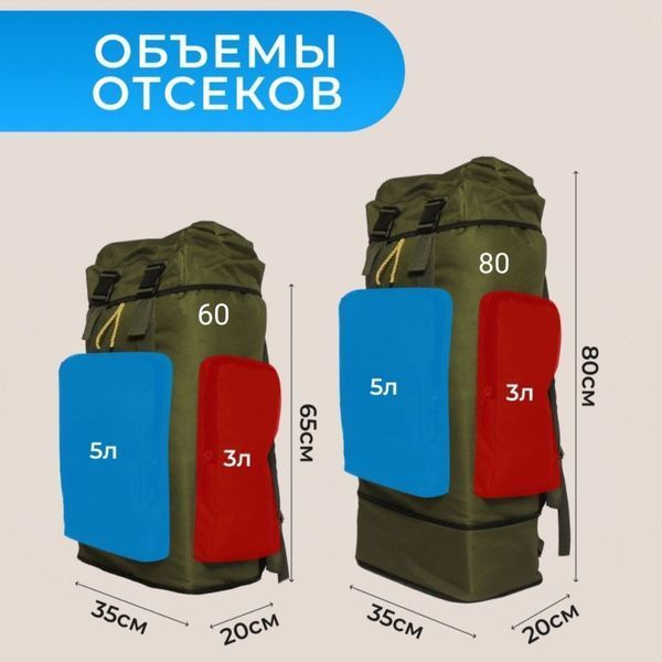 Рюкзак тактический чорний 4в1 70 л + Подсумок Водонепроницаемый туристический рюкзак. Цвет: черный 00018432 фото