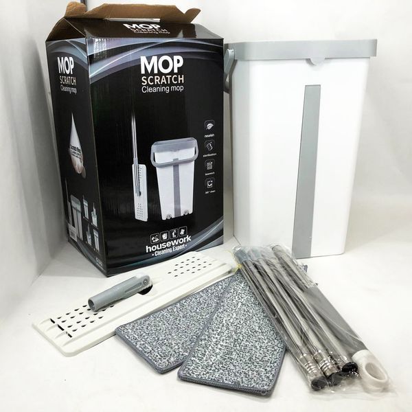 Швабра велика з відром комплект Scratch Cleaning Easy Mop з автоматичним віджиманням та складною ручкою 00012578 фото