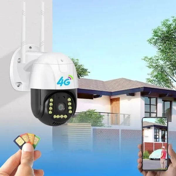 Камера зовнішнього відеоспостереження 4G Sim V380 PRO Вулична відеокамера IP 66 з нічною зйомкою 00017357 фото