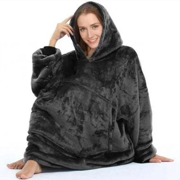 Толстовка плед з капюшоном і рукавами Huggle Hoodie оверсайз. Колір: чорний 00015826 фото