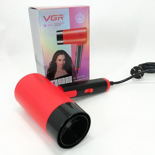 Фен із складною ручкою для волосся VGR V-426 2000Вт, Стильний фен для укладання волосся. Колір: червоний 00014502 фото