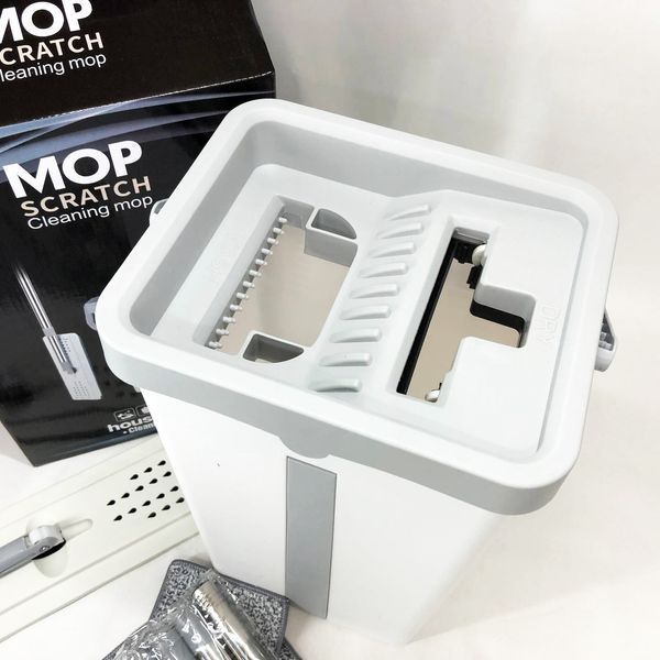 Швабра велика з відром комплект Scratch Cleaning Easy Mop з автоматичним віджиманням та складною ручкою 00012578 фото