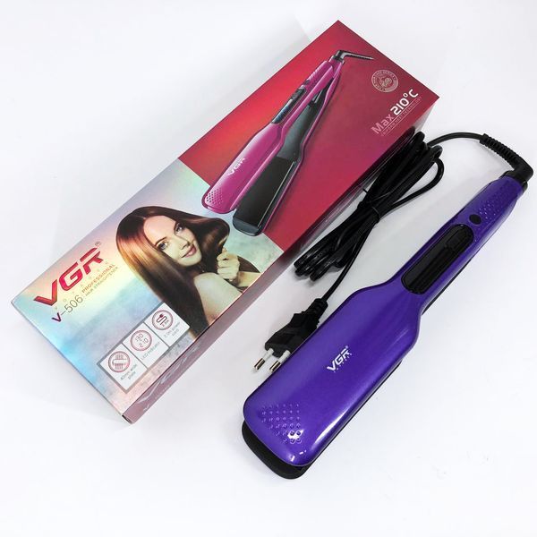 Широкий утюжок для выпрямления волос VGR V-506 мощностью 55 Вт с LED дисплеем 130-210 градусов фиолетовый 00015544 фото