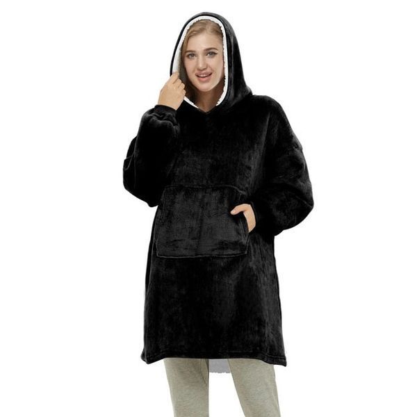 Толстовка плед з капюшоном і рукавами Huggle Hoodie оверсайз. Колір: чорний 00015826 фото
