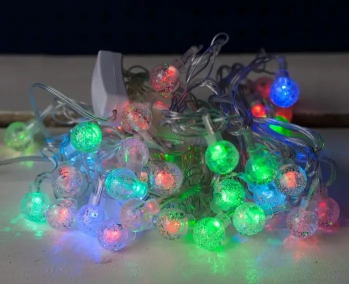 Гірлянда прозора кулька 40led 5м (флеш) 18мм, новорічна бахрама, світлодіодна гірлянда, вулична гірлянда 00024759 фото
