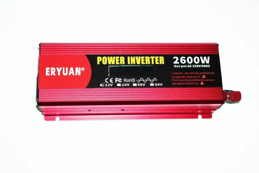 Перетворювач напруги LCD Z1A з 12V на 220V 2600W чистий синус 00024653 фото