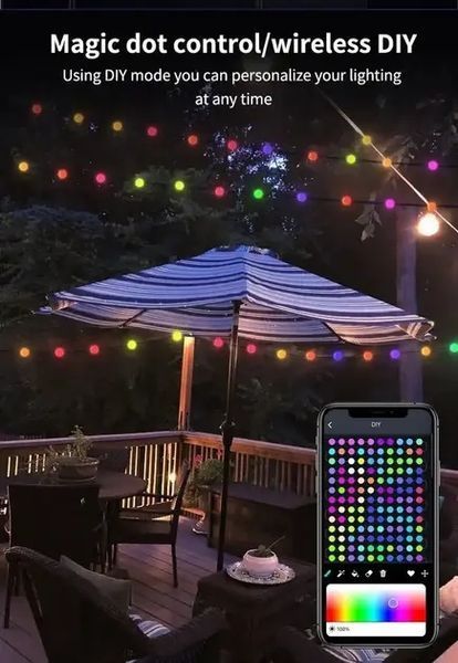 Гірлянда на ялинку матова кулька 10 метрів з пультом Usb Bluetooth управління з телефону модель (SFK-03) 00024916 фото