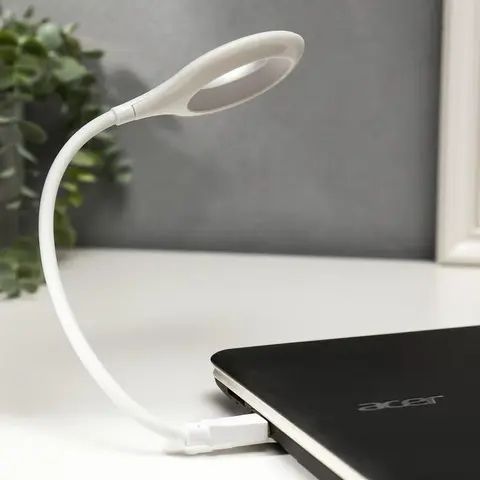 Гнучка USB лампа з голосовим керуванням із зарядкою від Power bank біла / Світлодіодний ліхтар LK-50 00023167 фото