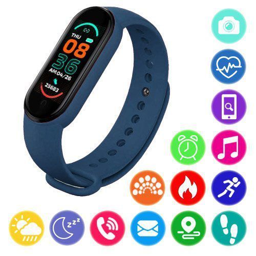 Фитнес браслет FitPro Smart Band M6 (смарт часы, пульсоксиметр, пульс). Цвет: синий 00022403 фото