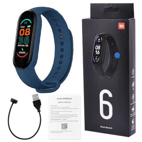 Фитнес браслет FitPro Smart Band M6 (смарт часы, пульсоксиметр, пульс). Цвет: синий 00022403 фото