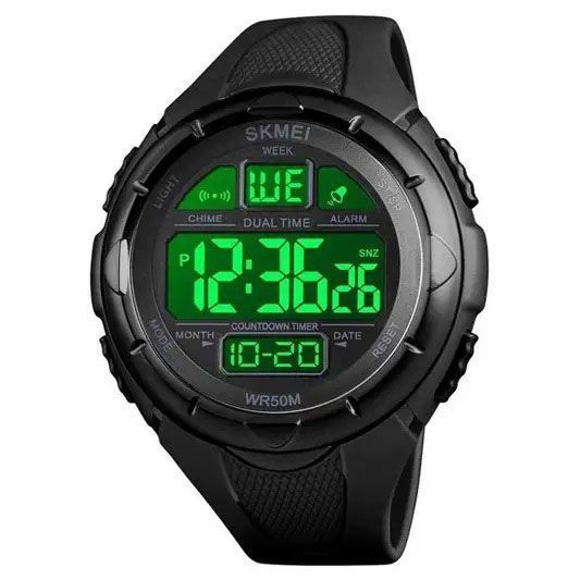 Часы наручные мужские SKMEI 1656BK BLACK, водостойкие тактические часы. Цвет: черный 00022049 фото