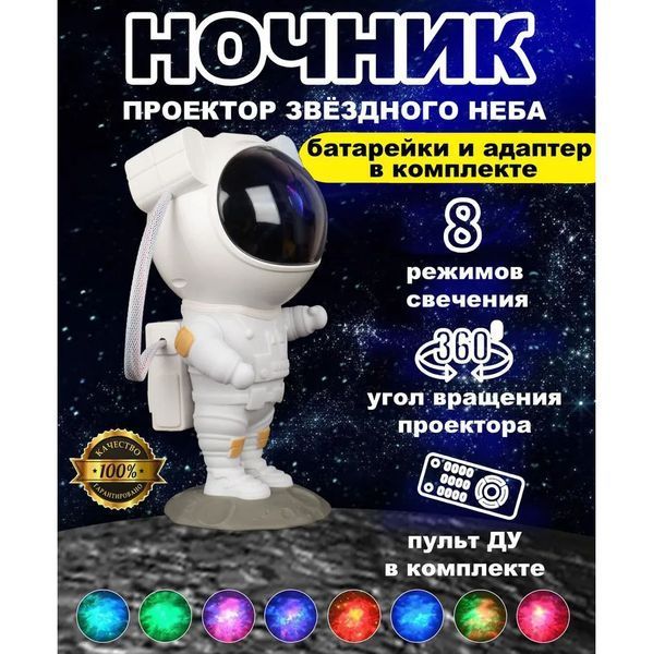 Ночник Проектор Астронавт звездного неба и галактики Космонавт 8 режимов с пультом ДУ 00015805 фото