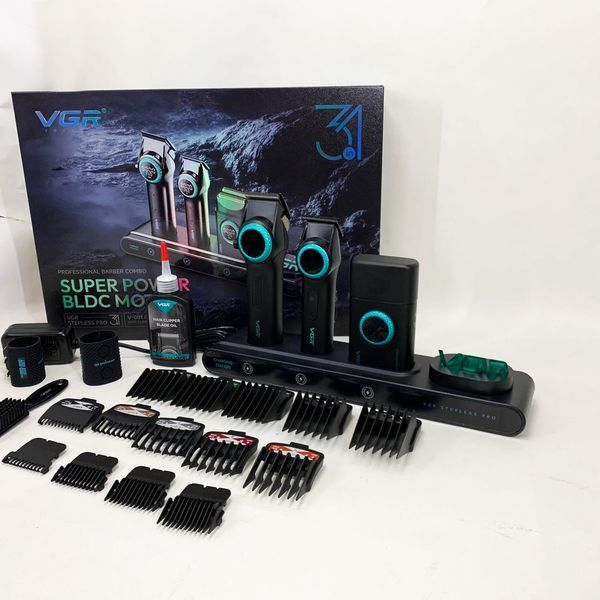 Профессиональный набор для барберов VGR Stepless Pro 3 in 1 BLACK 00015356 фото