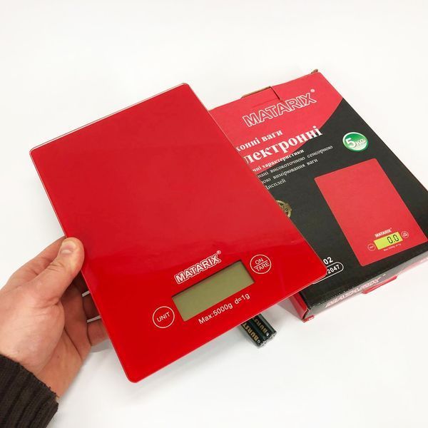 Весы кухонные MATARIX MX-402 5 кг с дисплеем, Кухонные весы для продуктов домашние. Цвет: красный 00019131 фото