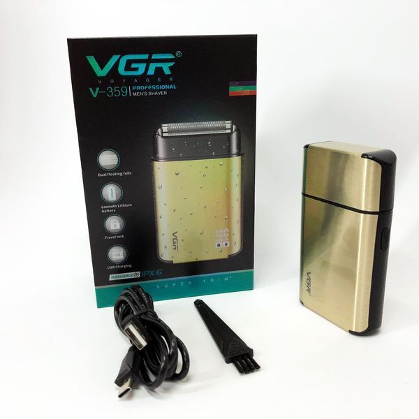 Электробритва VGR V-359 gold шейвер для влажного и сухого бритья, машинка мужская для бритья 00015125 фото