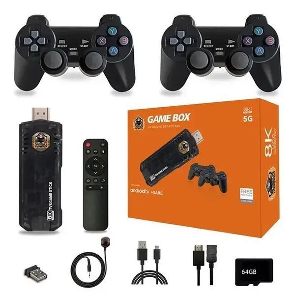 Игровая ТВ-приставка M8 mini 4K на Android TV с встроенным эмулятором ретро-игр и джойстиками 00024410 фото