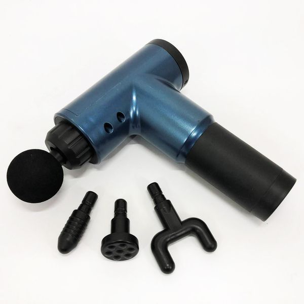 Аккумуляторный массажер fascial gun kh-320 портативный ручной ударный мышечный пистолет 4 насадки синий 00015511 фото