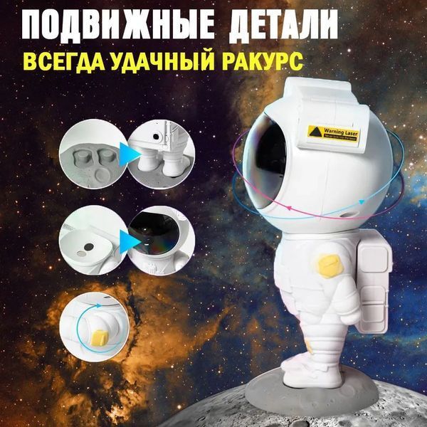 Ночник Проектор Астронавт звездного неба и галактики Космонавт 8 режимов с пультом ДУ 00015805 фото